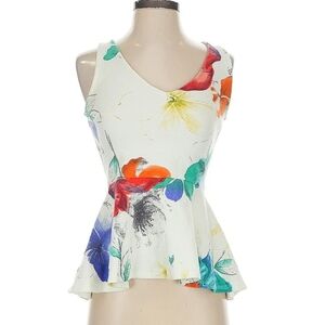 Anthropologie Floral Sleeveless Peplum Top